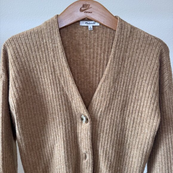 Madewell Cameron Ribbed Cardigan Sweater Coziest Yarn Taupe Tan Camel | XS - Picture 7 of 16
